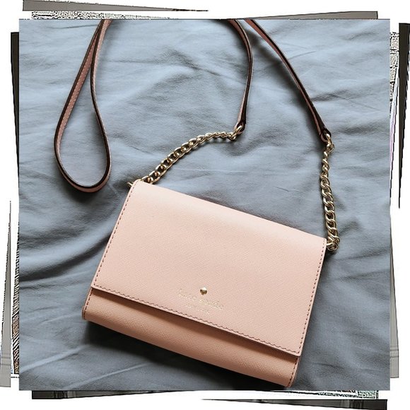Soft Pink Mini Leather Crossbody Bag / Clutch (Removable Strap) by Kate Spade - Picture 4 of 8